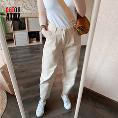 Y2K Khaki Women's Cargo Pants High Waist Loose Trousers