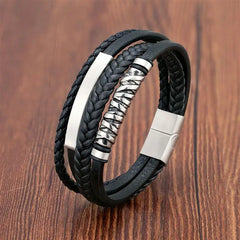 Multilayer Stainless Steel Insert Bracelet Viking Leather Bracelets