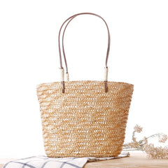 Summer Beach Bag Rattan Woven Handmade Knitted Straw Large Capacity Totes