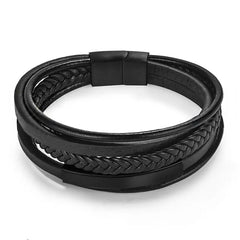 Multilayer Stainless Steel Insert Bracelet Viking Leather Bracelets
