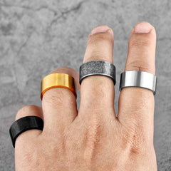 Minimalist Vintage Round Stainless Steel Mens Rings Simple Trendy