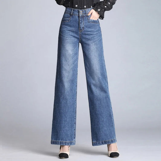 high waist jeans woman denim wide leg pants