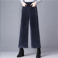 Corduroy Wide Leg High Waist Casual Loose Ankle-Length Pants