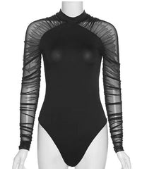 Leopard Print Fashion Push Up Bodysuit Long Sleeve Women Top