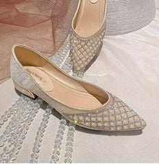 Pointed Toe Women Flats Bling Air Mesh Shoes Comfortable Soft Breathable