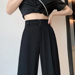 Casual Pants Wide Leg Pants Office Lady Solid Color High Waist Trousers