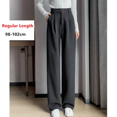Thicken Woolen Casual Loose Full Length Chic Wide Leg Trousers