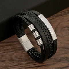 Multilayer Stainless Steel Insert Bracelet Viking Leather Bracelets