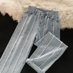 Fashion High Waisted Vintage Wide Leg Jeans Streetwear Casual Chic