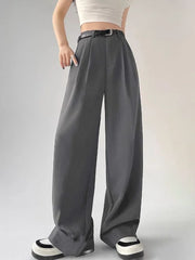 Women's Pants Casual High Waist Loose Straight Trousers