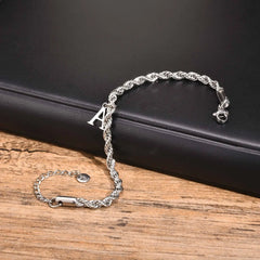 Men Twisted Rope Silver Color Link Chain Bracelets