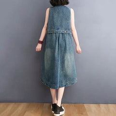 Fashion Denim Sundress Long Casual Oversized Denim Strap Dresses