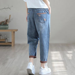 Streetwear Ripped Hole Harem Jeans Baggy Ankle-length Denim