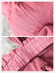 Baggy Cotton Linen Culotte Pants Casual Wide Leg Pantalones