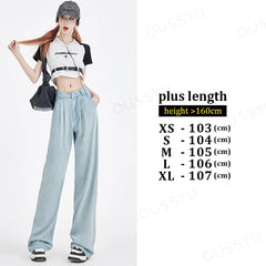 Cosy Lyocell Fabric Woman Jeans Loose Wide Leg Straight High Waist Fashion