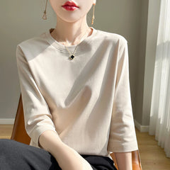 Short Sleeve T-Shirt Joker Cotton Cropped Sleeve Bottoming Shirt