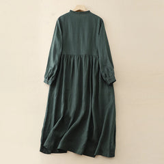Cotton Vintage Dresses Casual Elegant Dress Long Sleeve Style