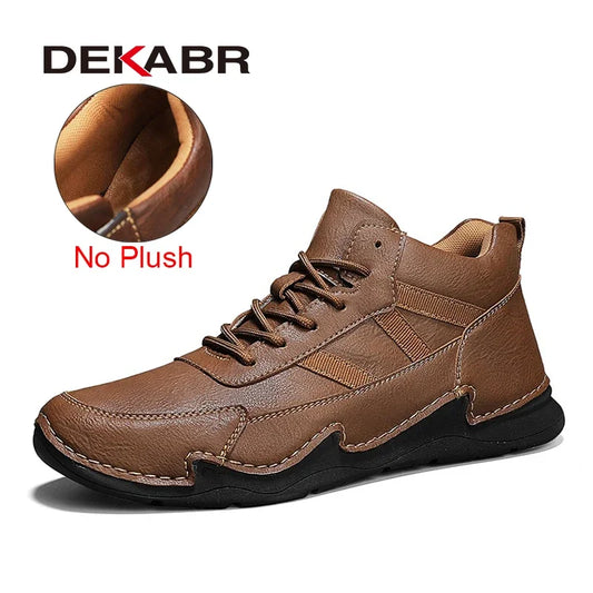 Men Boots Fashion Waterproof Comfortable Lace Up Plush Warm