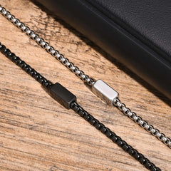 Box Chain Bracelets for Men Stainless Steel Geometric Square Tube