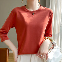 Short Sleeve T-Shirt Joker Cotton Cropped Sleeve Bottoming Shirt