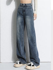Velvet Thicken Blue Jeans for Fashion Vintage High Waisted