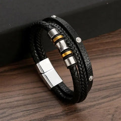 Multilayer Stainless Steel Insert Bracelet Viking Leather Bracelets
