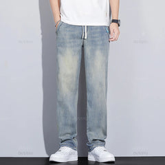 Summer Thin Lyocell Fabric Men's Retro Jeans Straight Denim Pants