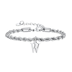 Men Twisted Rope Silver Color Link Chain Bracelets