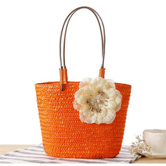 Summer Beach Bag Rattan Woven Handmade Knitted Straw Large Capacity Totes