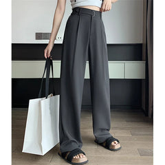 Casual Pants Wide Leg Pants Office Lady Solid Color High Waist Trousers