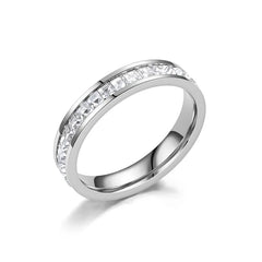 Unisex 4mm Stainless Steel Statement Cubic Zircon Rings
