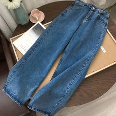 Black Wide Leg Jeans High Waist Baggy Denim Pants Fashion