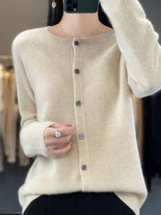 Fashion Women Cardigans Cashmere Sweater O-neck Long Sleeve Knitwear