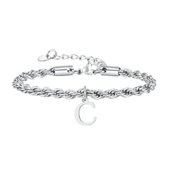 Men Twisted Rope Silver Color Link Chain Bracelets
