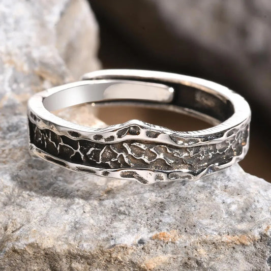 Retro Wedding Rings for Men Vintage Silver Color