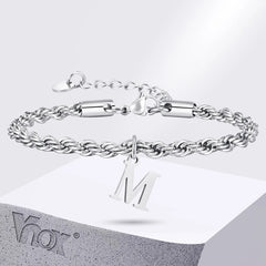 Men Twisted Rope Silver Color Link Chain Bracelets