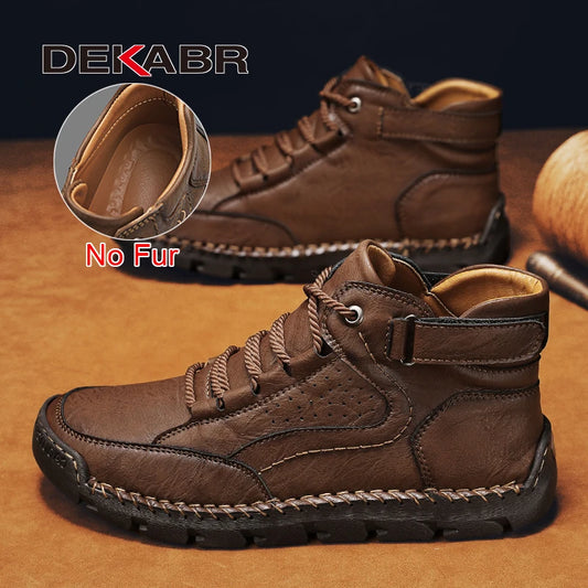 Leather Men Winter Outdoor Ankle Boots Big Size