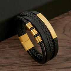 Multilayer Stainless Steel Insert Bracelet Viking Leather Bracelets