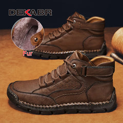 Leather Men Winter Outdoor Ankle Boots Big Size