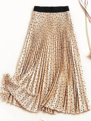 Pleated Autumn Skirt High Waist Print Midi Skirts