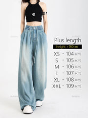 Lyocell Fabric Woman Jeans Loose Wide Leg Elastic Waist Pants Fashion