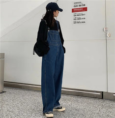 Oversized Overalls Retro Blue Denim Strap Pants Casual Jumpsuit