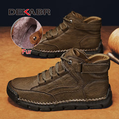 Leather Men Winter Outdoor Ankle Boots Big Size