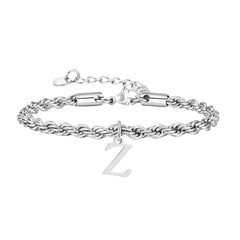 Men Twisted Rope Silver Color Link Chain Bracelets