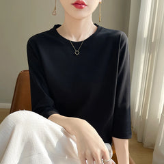 Short Sleeve T-Shirt Joker Cotton Cropped Sleeve Bottoming Shirt