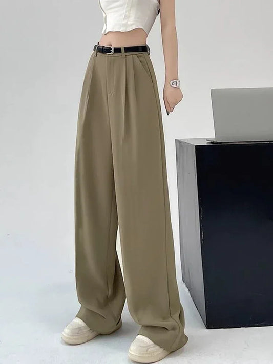 Women's Pants Casual High Waist Loose Straight Trousers