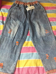 Streetwear Ripped Hole Harem Jeans Baggy Ankle-length Denim