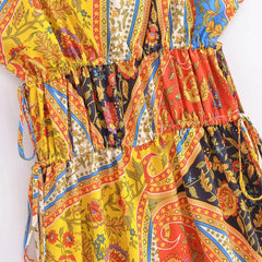 BOHO V neck Paisley Flower Print Slim Jumpsuits