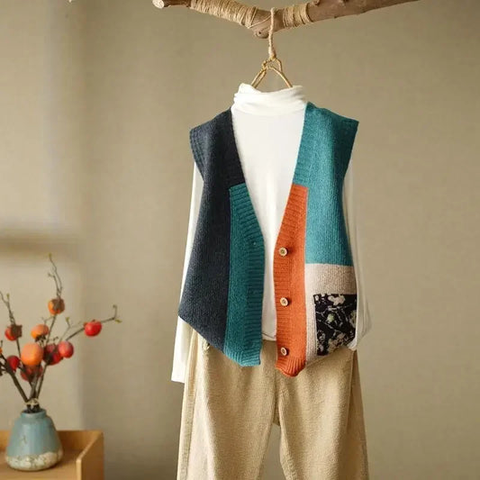 Fashion V Neck Loose Sleeveless Sweater Vest