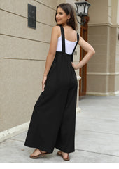 Vintage Backless Solid Jumpsuits Bohemia Oversize Wide Leg Pants